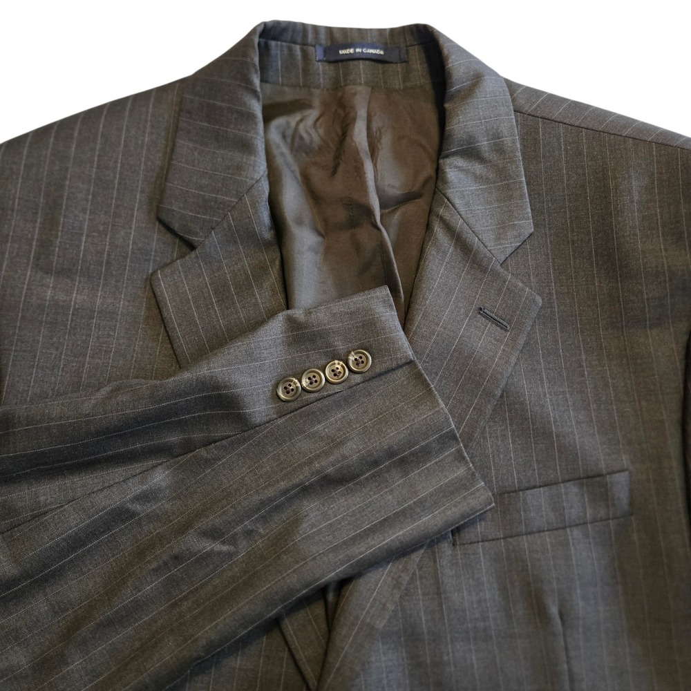 Lauren Ralph Lauren Wool Gray Pinstripe 2 Pc Suit 46L Jacket 38x31 Pants‎ Canada